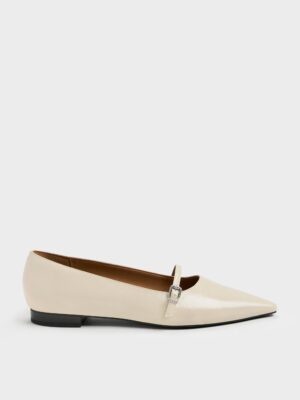 Charles & Keith - Crinkle-Effect Pointed Ballet Flats
