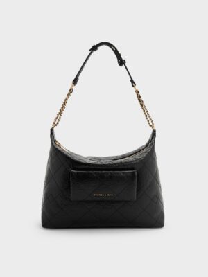 Charles & Keith - Duo Quilted Front-Pocket Hobo Bag