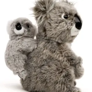 Uni Toys J91054R Koala with Baby on Back and Velcro Hands 24cm Sitting Plush Toy