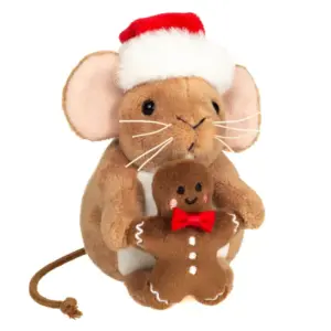 Hermann 94622 Christmas Brown Mouse Holding a GINGERBREAD MAN