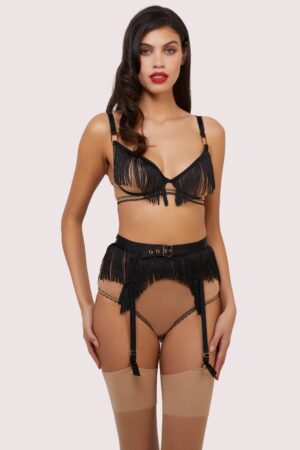 Esme Illusion Net And Fringe Push Up Plunge Set | UK 32C | Bettie Page Lingerie
