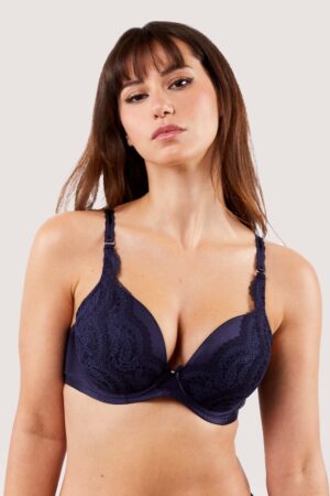 Sophia Navy Plunge & Push Up Bra | UK 32A | Deja Day