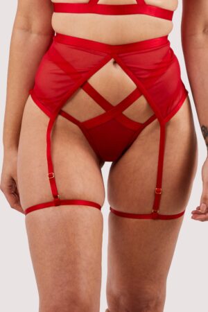 Mercury Red Mesh Harness Suspender | UK 16 | Felicity Hayward X PP