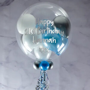Personalised Ice Blue Balloon-Filled Bubble Balloon