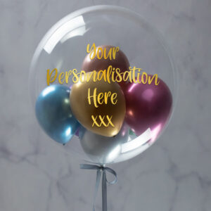 Personalised Satin Chrome Balloon-Filled Bubble Balloon