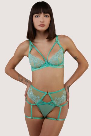 Sarina Green Embroidery Harness Set | UK 34D | Wolf & Whistle