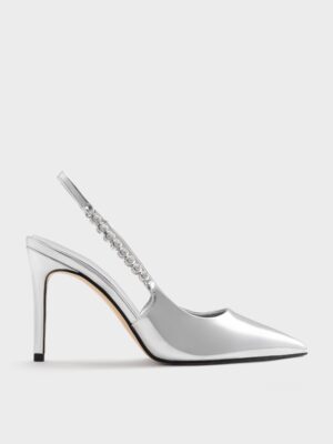 Charles & Keith - Flores Metallic Gem-Strap Slingback Pumps