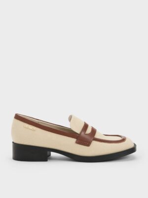 Charles & Keith - Canvas Cut-Out Penny Loafers