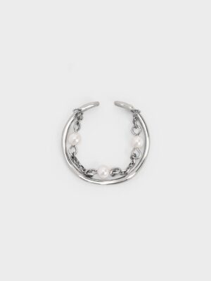 Charles & Keith - Corrine Pearl Chain-Link Double Ring