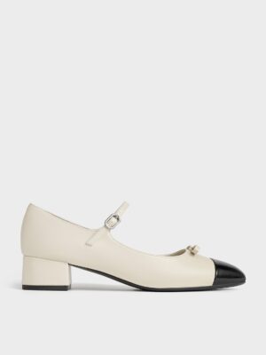 Charles & Keith - Bow Cap-Toe Mary Jane Pumps