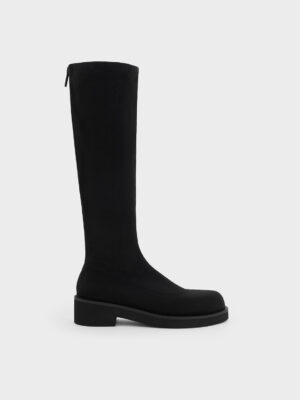 Charles & Keith - Faux Suede Chunky-Sole Knee-High Boots