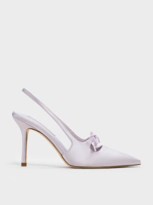 Charles & Keith - Venetia Satin Bow Pointed Slingback Pumps
