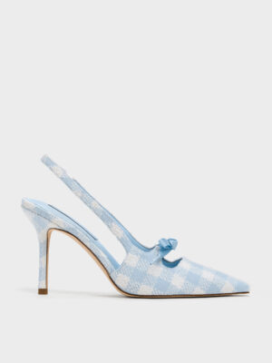 Charles & Keith - Venetia Gingham Bow Pointed Slingback Pumps