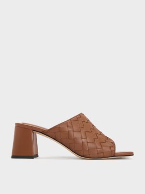 Charles & Keith - Ivette Woven Square-Toe Heeled Mules