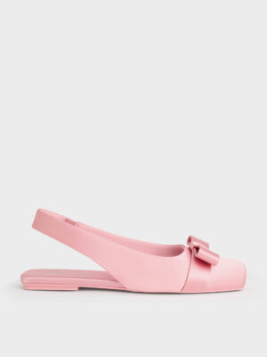 Charles & Keith - Satin Bow Slingback Ballet Flats