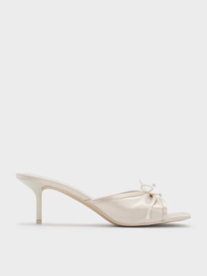 Charles & Keith - Sadira Satin Ruched Bow Heeled Mules