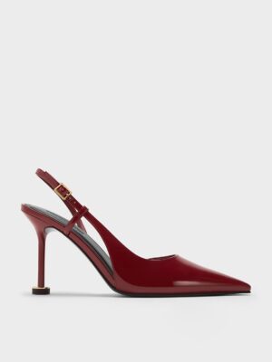 Charles & Keith - Wynn Patent Pointed-Toe Sculptural-Heel Slingback Pumps