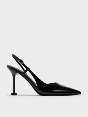 Charles & Keith - Wynn Patent Pointed-Toe Sculptural-Heel Slingback Pumps