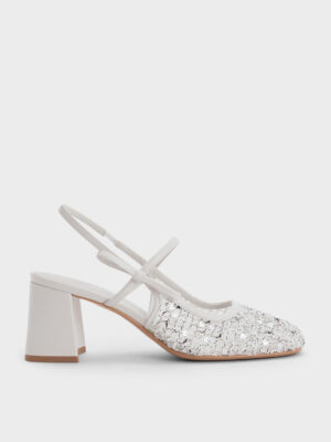 Charles & Keith - Mesh Sequinned Slingback Mary Jane Pumps