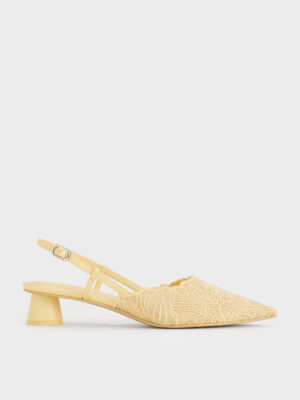 Charles & Keith - Meja Floral Pointed-Toe Slingback Pumps