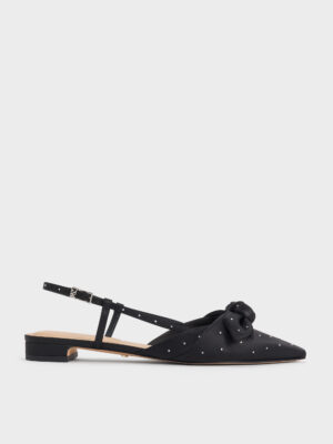 Charles & Keith - Jayce Dotted Knot-Bow Slingback Flats