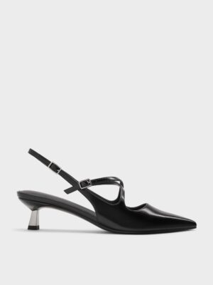 Charles & Keith - Pauline Pointed-Toe Crossover Slingback Kitten Heels