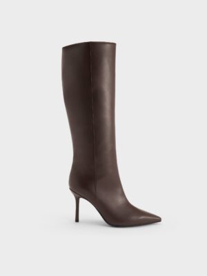 Charles & Keith - Pointed-Toe Stiletto-Heel Knee-High Boots