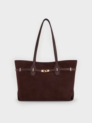 Charles & Keith - Arlet Recycled Suede Double-Handle Belted Tote Bag