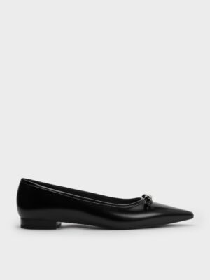Charles & Keith - Bow Metallic-Accent Pointed-Toe Ballet Flats