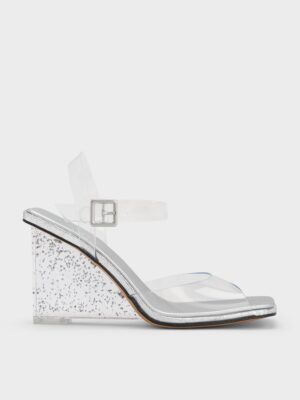 Charles & Keith - See-Through Speckled-Heel Wedges