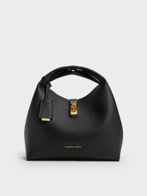 Charles & Keith - Chance Recycled Leather Turn-Lock Bucket Bag