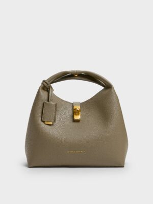 Charles & Keith - Chance Recycled Leather Turn-Lock Bucket Bag