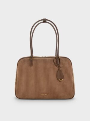 Charles & Keith - Large Sianna Corduroy Bowling Bag