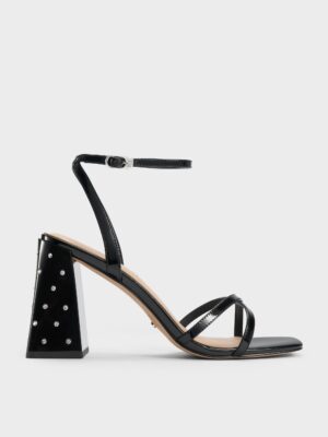 Charles & Keith - Emmaline Patent Leather Crystal Crossover Sandals