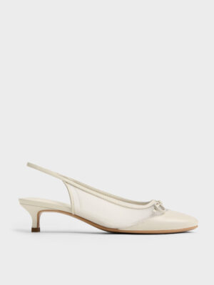 Charles & Keith - Mulligan Mesh Bow Slingback Pumps