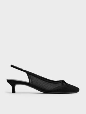 Charles & Keith - Mulligan Mesh Bow Slingback Pumps