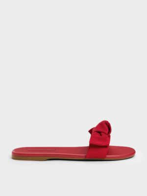 Charles & Keith - Anika Faux Suede Knot-Bow Slides