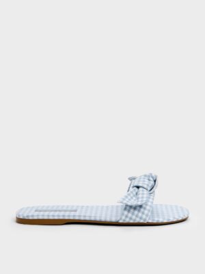 Charles & Keith - Anika Gingham Knot-Bow Slides