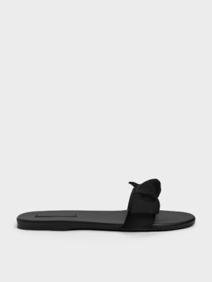 Charles & Keith - Anika Faux Suede Knot-Bow Slides