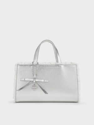 Charles & Keith - Raina Metallic Lace-Trim Tote Bag