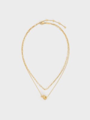 Charles & Keith - Sable Rope-Knot Double-Chain Necklace