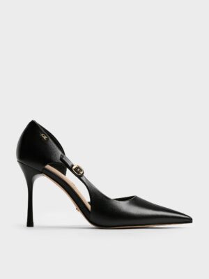 Charles & Keith - Leather Pointed D'Orsay Stilettos