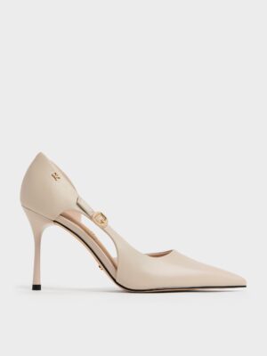 Charles & Keith - Leather Pointed D'Orsay Stilettos