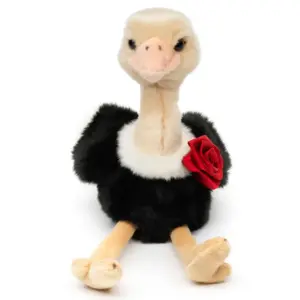 Uni Toys ST018123-R Ostrich Groom with Rose Boutonniere 18cm Sitting Plush Toy