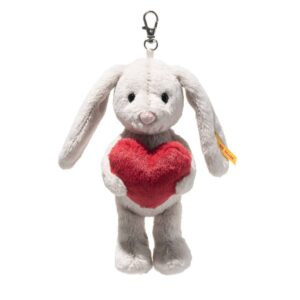Steiff 112706 Hoppie Bunny Holding Heart Grey Plush Soft Toy Keyring