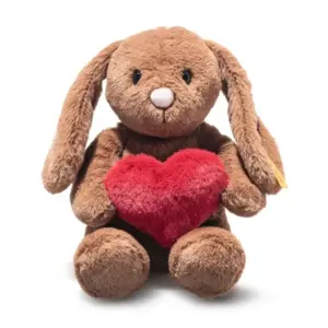 Steiff 081118 Hoppie Bunny Holding Heart Brown Plush Soft Toy