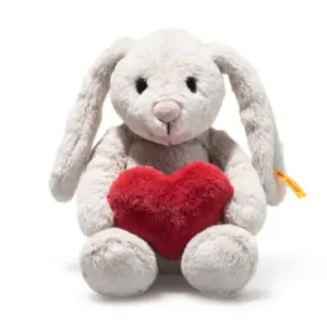 Steiff 081125 Hoppie Bunny Holding Heart Light Grey Plush Soft Toy