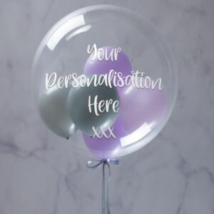 Personalised Lilac Swirl Balloon-Filled Bubble Balloon