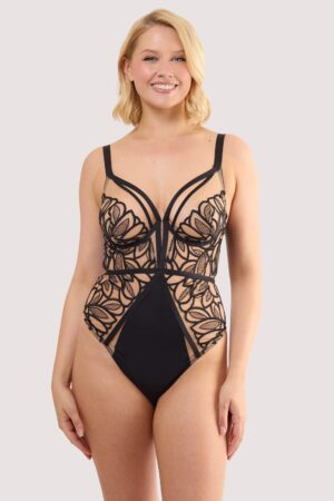 Lilith Black Graphic Embroidery Body | UK 38FF | Playful Promises