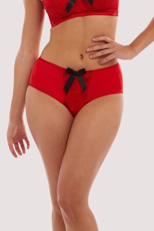 Red Elsie Lace High Waisted Brief | UK 24 | Bettie Page Lingerie
